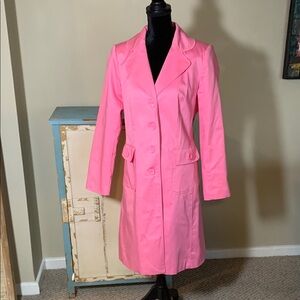 NWOT Willi Smith Pink Trench Coat Tailored Classic. Size Small